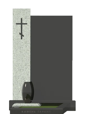 Памятник из серого и черного гранитов с крестом 